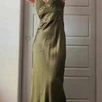Sheath Olive Green Mother Of The Bridal Dresses Beaded Prom Dresses - Thumbnail 1