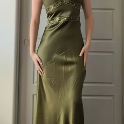 Sheath olive green mother of the bridal dresses beaded prom dresses