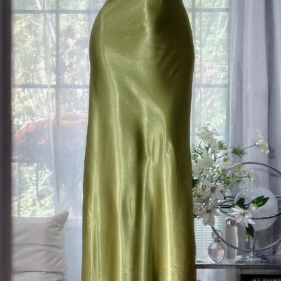 Sheath green satin mother of the bridal dress graduation long prom dresses - Thumbnail 1