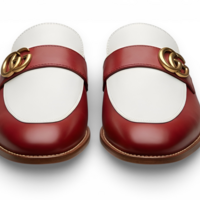 Crafted Leather Handmade Classic Mule Red White Leather Loafers Shoes - Thumbnail 2