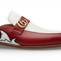 Crafted Leather Handmade Classic Mule Red White Leather Loafers Shoes - Thumbnail 1