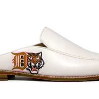  Crafted Leather Handmade Classic Mule White Leather Loafers Shoes - Thumbnail 1