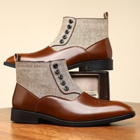 Retro business men's short boots fashionable and trendy Martin boots - Thumbnail 1