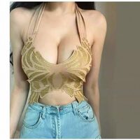 Butterfly foam print spaghetti strap tank top - Thumbnail 2