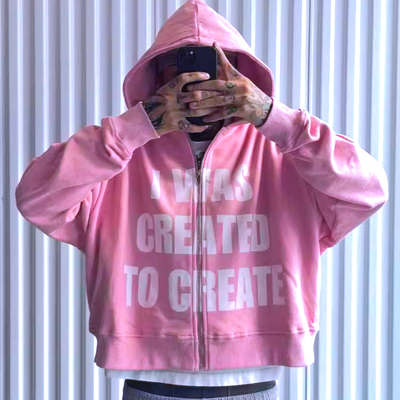 Free shipping-i was created to create zip hoodie