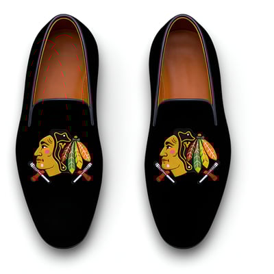 Crafted leather handmade classic black velvet loafers dress shoes