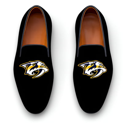 Crafted leather handmade classic black velvet loafers dress shoes