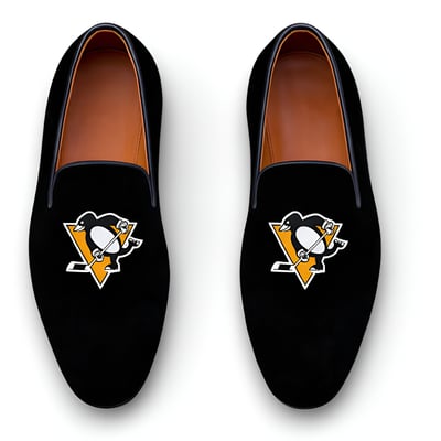 Crafted leather handmade classic black velvet loafers dress shoes