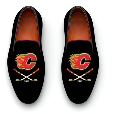 Crafted leather handmade classic black velvet loafers dress shoes