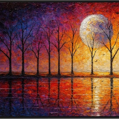 Celestial glow - bare trees in lunar reflection
