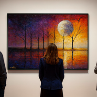 Celestial Glow - Bare Trees in Lunar Reflection - Thumbnail 1