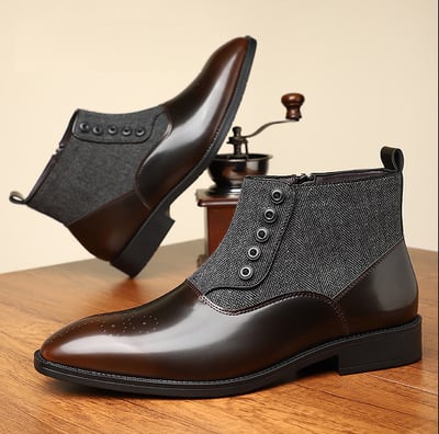 Men's Boots Stitching Button Ankle Boots Business Casual Boots