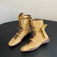 Frosted leather lace up short boots - Thumbnail 3