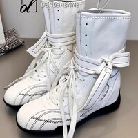 Frosted leather lace up short boots - Thumbnail 4