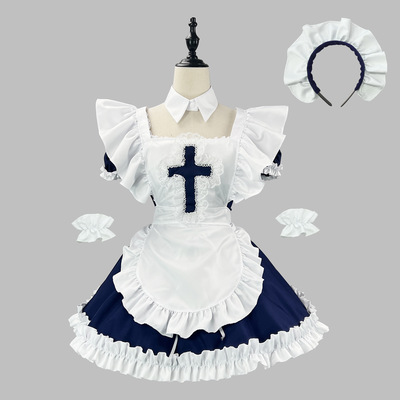 New japanese classic short sleeve cute japanese cosplay women maid dress