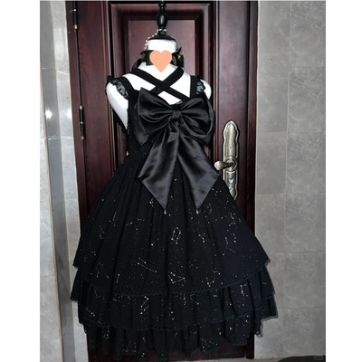 Fashion black bow sparkling blace dress