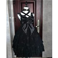 Fashion Black Bow Sparkling bLace Dress - Thumbnail 1