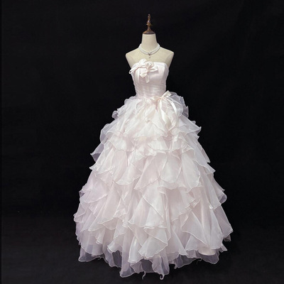 Pink Strapless Evening Gown Party Dress