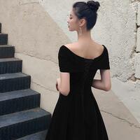 Fashion Velvet Long Dress - Thumbnail 3