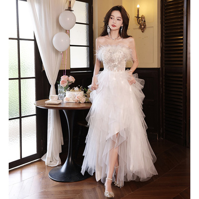 White evening dress birthday party host Dress