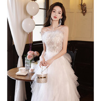 White evening dress birthday party host Dress - Thumbnail 2