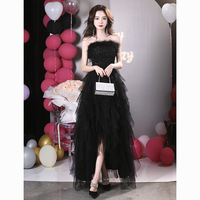 White evening dress birthday party host Dress - Thumbnail 4