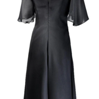 Tea Length Short-sleeved Mother Of Bridal Dress Short Prom Dress With Beading - Thumbnail 1