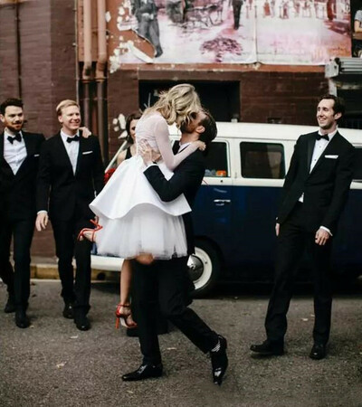 Modest Sheer Illusion Short Wedding Dress Bridal Dress,1970