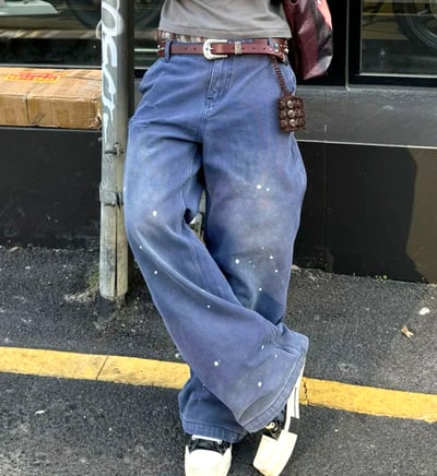 Free Shipping-DISTRESSED SPLATTER PAINTER CARPENTER JEANS 