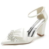 Pointed-toe hollow rhinestone wedding bridesmaid shoes party shoes 7 colors - Thumbnail 5