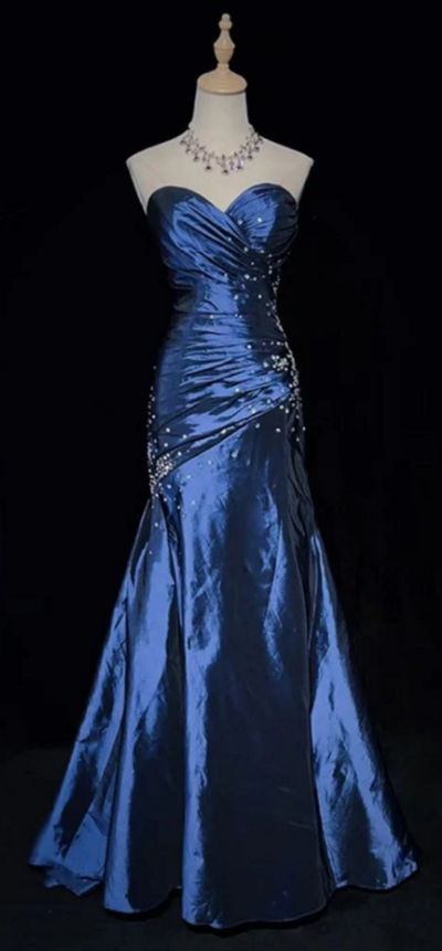 Elegant Navy Blue Sweetheart Mother Of The Bridal Dress Formal Prom Dresses With Beading