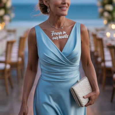 Mermaid blue satin mother of the bride/ groom dresses formal long evening dress - Thumbnail 1