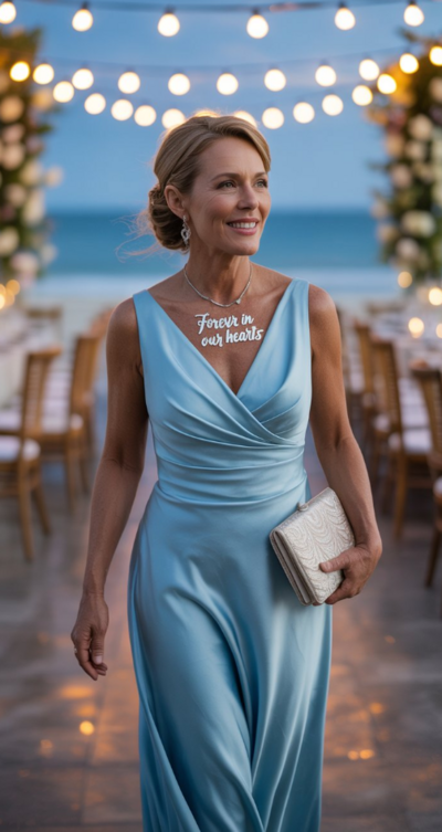 Mermaid Blue Satin Mother Of The Bride/ Groom Dresses Formal Long Evening Dress