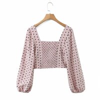 Stylish and elegant T-shirt with puff sleeves, square neckline, and boning detail. - Thumbnail 5