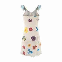 Beach vacation style, casual and sweet V-neck dress with a fitted waist. - Thumbnail 5