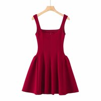 Off-the-shoulder red New Year's Eve elegant slip dress - Thumbnail 6