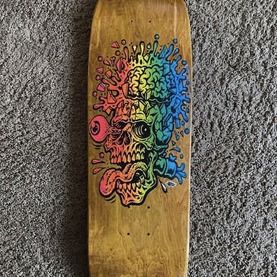 Skullblast (split fountain) skateboard deck (screenprinted and signed by jimbo) - Thumbnail 4