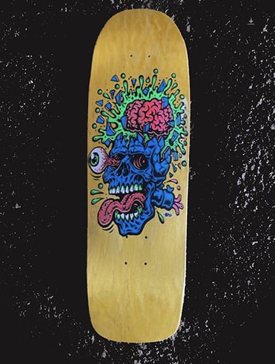 SkullBlast (blue) skateboard deck (screenprinted and signed by Jimbo)