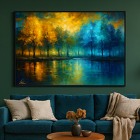 Seasonal Reflections - Autumn Gold Meets Winter Blue Forest - Thumbnail 4