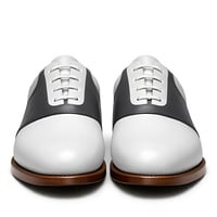 Crafted Leather Mens Designer Classic Two Tone Leather Saddle Golf Dress Shoes - Thumbnail 1