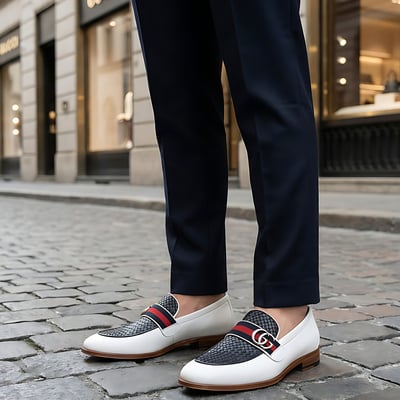 Crafted leather mens designer classic white black woven leather moccasin loafers dress shoes