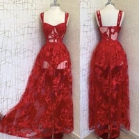 Royal Blue Lace Prom Dresses Spaghetti Straps - Thumbnail 1