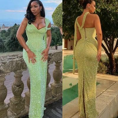 Sparkly light green prom dresses evening gown - Thumbnail 1