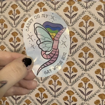 Carry on my gay worm son sticker