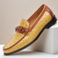 Top-layer cowhide loafers slip-on luxurious handmade finish with embossed pattern and color-brushed texture - Thumbnail 2