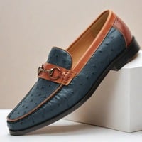 Top-layer cowhide loafers slip-on luxurious handmade finish with embossed pattern and color-brushed texture - Thumbnail 3