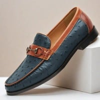 Top-layer cowhide loafers slip-on luxurious handmade finish with embossed pattern and color-brushed texture - Thumbnail 6