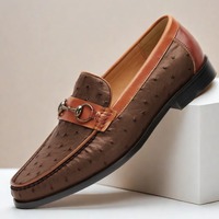 Top-layer cowhide loafers slip-on luxurious handmade finish with embossed pattern and color-brushed texture - Thumbnail 1