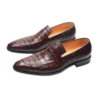 Men's high-quality handmade cowhide casual loafers with crocodile-pattern leather - Thumbnail 2