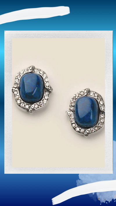 Stainless Steel Baroque Lapis Earring - CLEARANCE